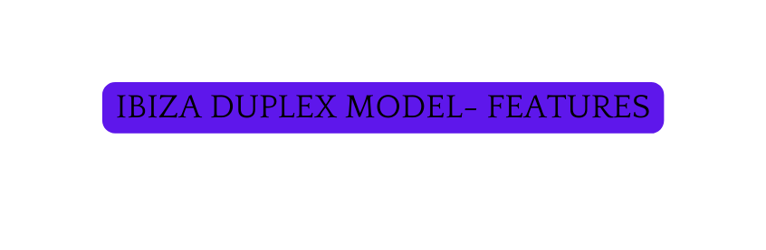 Ibiza duplex model Features